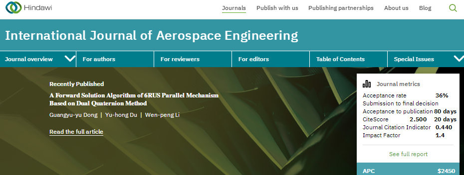 International Journal of Aerospace Engineering属于Sci吗