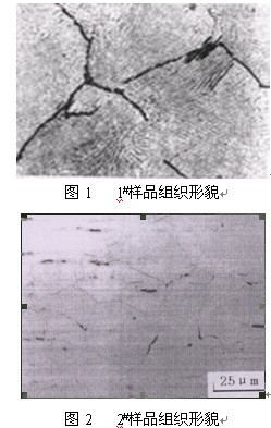 被检样品金相组织形貌示于图1~2