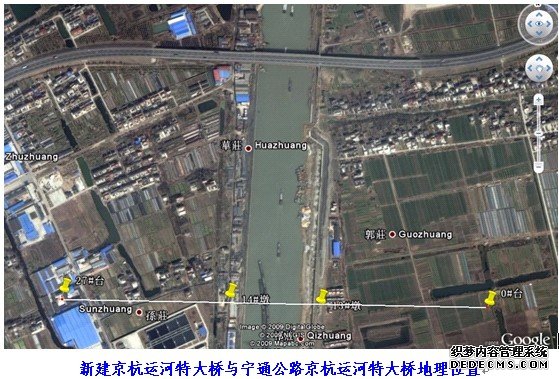 新建京杭愈合特大桥与宁通公路京杭运河特大桥地理位置